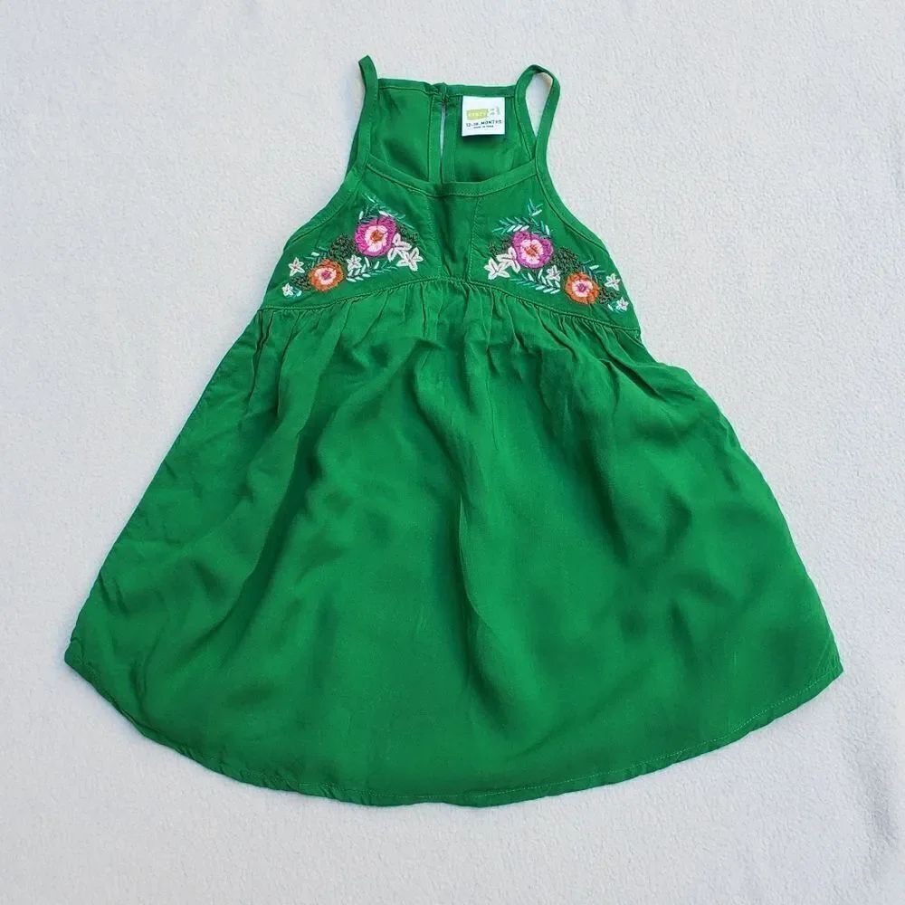 Crazy 8 green floral boho dress Size 12-18 Months